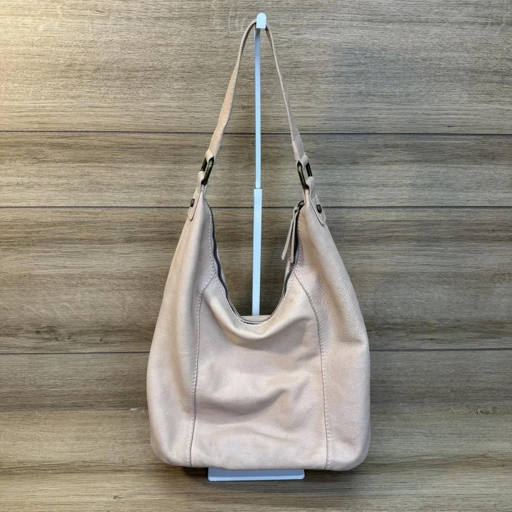 American Leather Co Carrie Hobo Light Pink Leather Purse Handbag USED See Photos